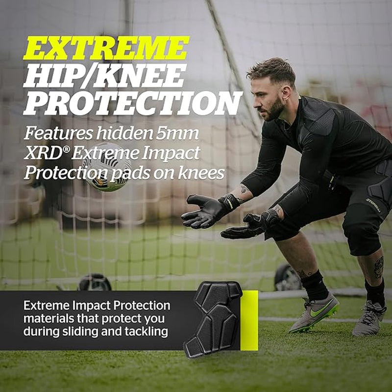 Storelli ExoShield Goalkeeper 3/4 Pants, High-Impact Protection, Sweat-Wicking, UV-Resistant Athletic Bottoms for Soccer & Heavy-Duty Sports, Black, Youth Medium - Image 2